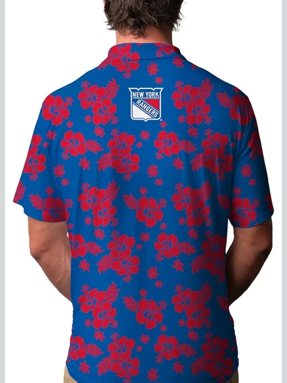 Blue 84 New York Rangers Blue and Red Floral Polo Size Large NWT